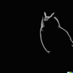 DALL·E 2023-09-05 17.41.55 - the silhouette of an owl from the side, digital art on a black background